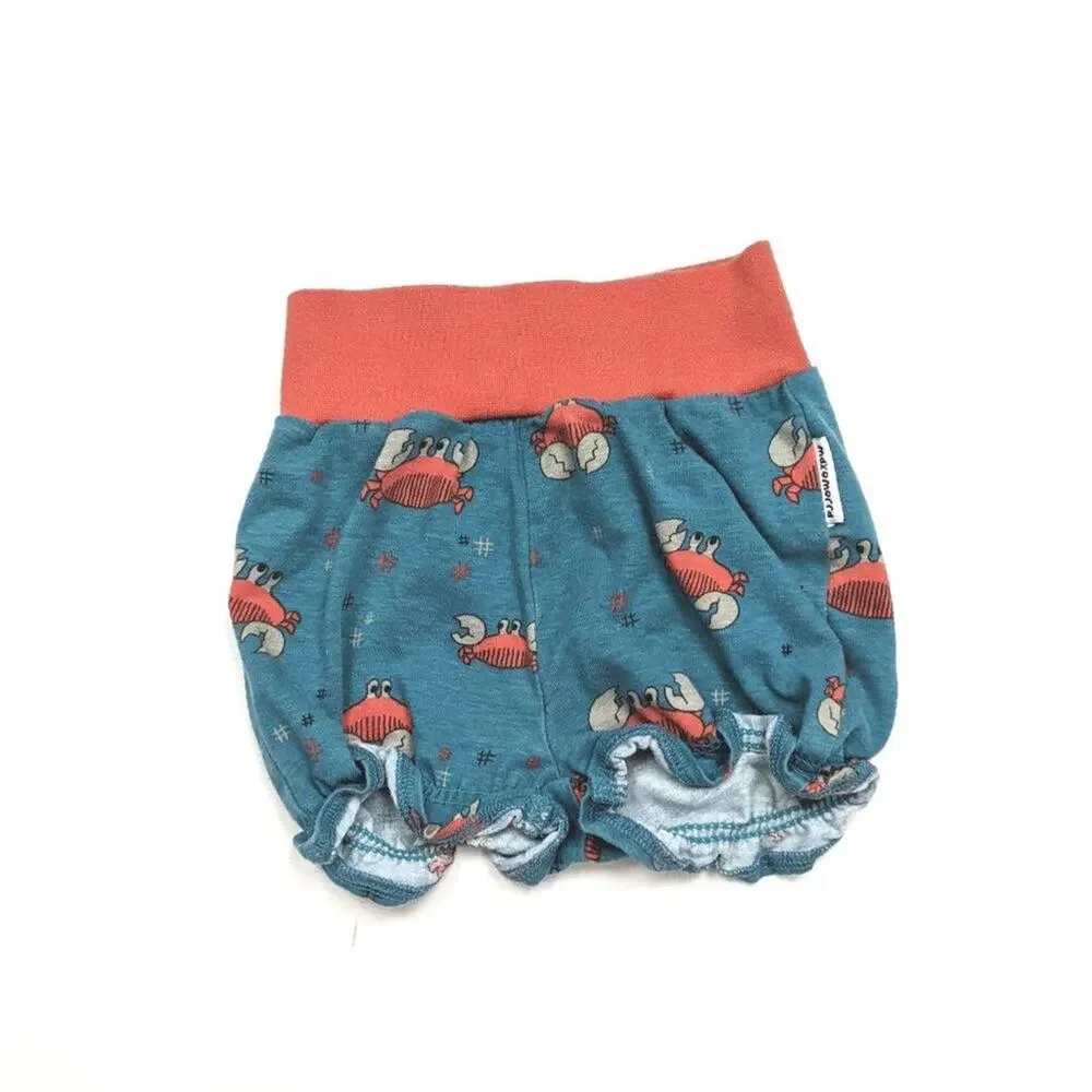 Maxomorra Bubble Shorts Size 9-12m Blue Crab Summer Elastic